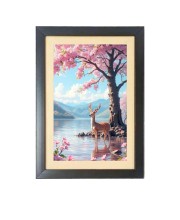 the beautiful deer  Photo Frame Funny Animal and Bird Cartoon Art, Black color, 11x15 Inch