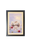 Two lovely swans in the lake  Photo Frame Funny Animal and Bird Cartoon Art, Black color, 11x15 Inch