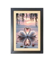 The beautiful swans are enjoying in nature  Photo Frame Funny Animal and Bird Cartoon Art, Black color, 11x15 Inch