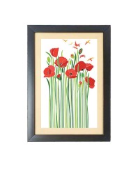 RFID shield passport poppies  Photo Frame Funny Animal and Bird Cartoon Art, Black color, 11x15 Inch