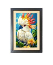 The parrot painting  Photo Frame Funny Animal and Bird Cartoon Art, Black color, 11x15 Inch