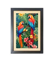 The colorful birds  Photo Frame Funny Animal and Bird Cartoon Art, Black color, 11x15 Inch