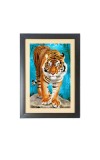 The wild tiger  Photo Frame Funny Animal and Bird Cartoon Art, Black color, 11x15 Inch