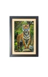 The tiger in the forest  Photo Frame Funny Animal and Bird Cartoon Art, Black color, 11x15 Inch