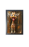 The funny Giraffe  Photo Frame Funny Animal and Bird Cartoon Art, Black color, 11x15 Inch