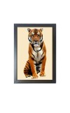 The tiger looking seriously  Photo Frame Funny Animal and Bird Cartoon Art, Black color, 11x15 Inch