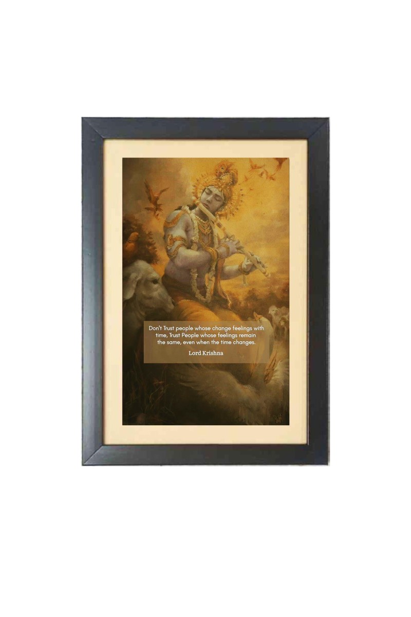 Bhagavad Gita  & His Famous Quote & His Famous Quote Photo Frame - Brown Frame, 11x15 Inches, Perfect for Office & Wall Decoration, Ideal Gift
