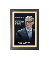 Bill Gates & His Famous Quote & His Famous Quote Photo Frame - Brown Frame, 11x15 Inches, Perfect for Office & Wall Decoration, Ideal Gift