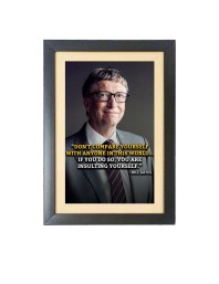 Bill Gates & His Famous Quote & His Famous Quote Photo Frame - Brown Frame, 11x15 Inches, Perfect for Office & Wall Decoration, Ideal Gift