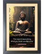 Buddha & His Famous Quote & His Famous Quote Photo Frame - Brown Frame, 11x15 Inches, Perfect for Office & Wall Decoration, Ideal Gift