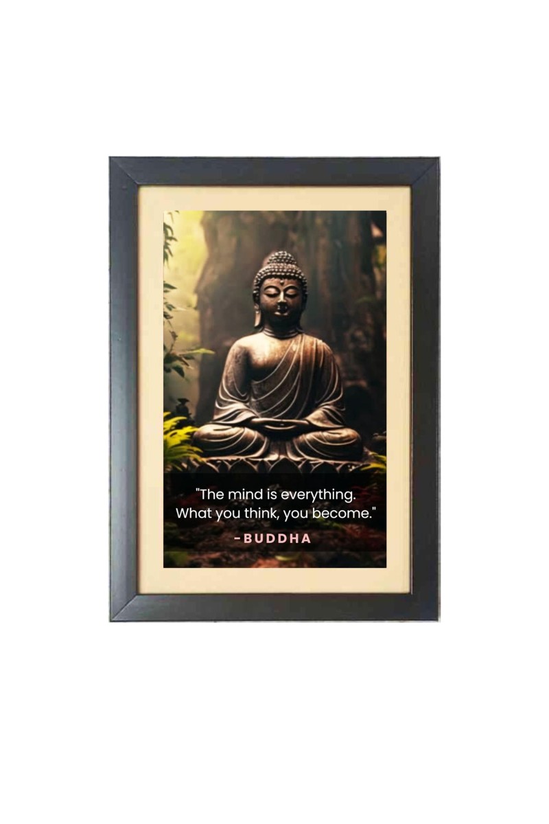 Buddha & His Famous Quote & His Famous Quote Photo Frame - Brown Frame, 11x15 Inches, Perfect for Office & Wall Decoration, Ideal Gift