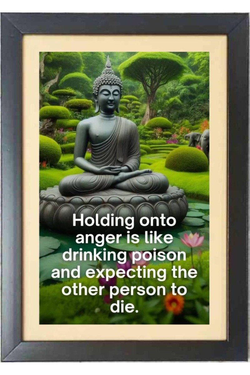 Buddha & His Famous Quote & His Famous Quote Photo Frame - Brown Frame, 11x15 Inches, Perfect for Office & Wall Decoration, Ideal Gift