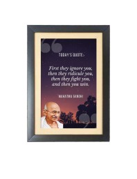 Mahatma Gandhi & His Famous Quote & His Famous Quote Photo Frame - Brown Frame, 11x15 Inches, Perfect for Office & Wall Decoration, Ideal Gift