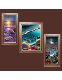 3-Pack Natural Stone Beauty Photo Frames - 2 Pieces 6x13 Inch & 1 Piece 10x13 Inch - Rustic Wall Art for Home & Office Decor - Botanical Wall Hanging for Living Room, Bedroom, or Worksp