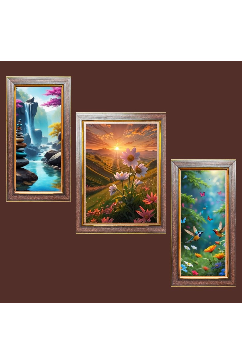 3-Pack Stunning view Photo Frames - 2 Pieces 6x13 Inch & 1 Piece 10x13 Inch - Rustic Wall Art for Home & Office Decor - Botanical Wall Hanging for Living Room, Bedroom, or Workspace