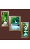 3-Pack Majestic Waterfalls in Nature Photo Frames - 2 Pieces 6x13 Inch & 1 Piece 10x13 Inch - Rustic Wall Art for Home & Office Decor - Botanical Wall Hanging for Living Room, Bedroom, 