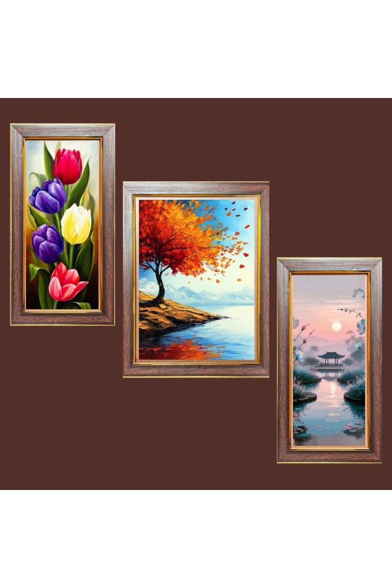 3-Pack Whispers Through the Leaves Photo Frames - 2 Pieces 6x13 Inch & 1 Piece 10x13 Inch - Rustic Wall Art for Home & Office Decor - Botanical Wall Hanging for Living Room, Bedroom, or