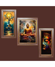 3-Pack The serenity buddha painting Photo Frames - 2 Pieces 6x13 Inch & 1 Piece 10x13 Inch - Rustic Wall Art for Home & Office Decor - Botanical Wall Hanging for Living Room, Bedroom, o