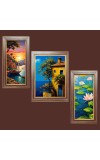 3-Pack Sunset's Golden Embrace painting Photo Frames - 2 Pieces 6x13 Inch & 1 Piece 10x13 Inch - Rustic Wall Art for Home & Office Decor - Botanical Wall Hanging for 