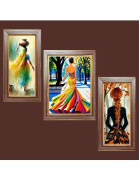 3-Pack The girl empowerment painting Photo Frames - 2 Pieces 6x13 Inch & 1 Piece 10x13 Inch - Rustic Wall Art for Home & Office Decor - Botanical Wall Hanging for Living Room, Bedroom, 