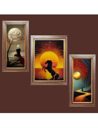 3-Pack Stunning painting Photo Frames - 2 Pieces 6x13 Inch & 1 Piece 10x13 Inch - Rustic Wall Art for Home & Office Decor - Botanical Wall Hanging for Living Room, Bedroom, or Workspace