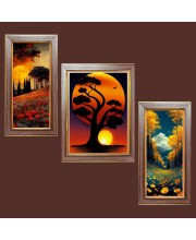3-Pack Nature's Timeless Tale painting Photo Frames - 2 Pieces 6x13 Inch & 1 Piece 10x13 Inch - Rustic Wall Art for Home & Office Decor - Botanical Wall Hanging for L