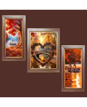 3-Pack Lovely swans Photo Frames - 2 Pieces 6x13 Inch & 1 Piece 10x13 Inch - Rustic Wall Art for Home & Office Decor - Botanical Wall Hanging for Living Room, Bedroom, or Workspace