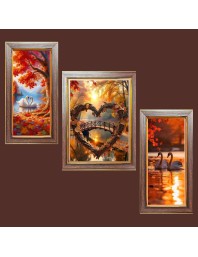 3-Pack Lovely swans Photo Frames - 2 Pieces 6x13 Inch & 1 Piece 10x13 Inch - Rustic Wall Art for Home & Office Decor - Botanical Wall Hanging for Living Room, Bedroom, or Workspace