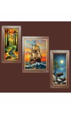 3-Pack Sailing into Serenity painting Photo Frames - 2 Pieces 6x13 Inch & 1 Piece 10x13 Inch - Rustic Wall Art for Home & Office Decor - Botanical Wall Hanging for Living Room, Bedroom,