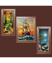 3-Pack Sailing into Serenity painting Photo Frames - 2 Pieces 6x13 Inch & 1 Piece 10x13 Inch - Rustic Wall Art for Home & Office Decor - Botanical Wall Hanging for Living Room, Bedroom,