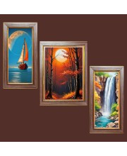 3-Pack Drifting with the Tide painting Photo Frames - 2 Pieces 6x13 Inch & 1 Piece 10x13 Inch - Rustic Wall Art for Home & Office Decor - Botanical Wall Hanging for Living Room, Bedroom