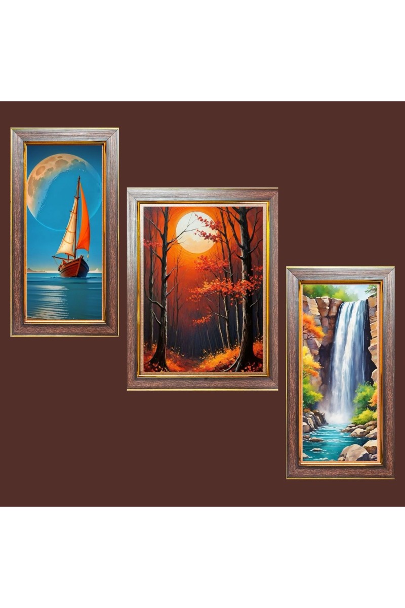 3-Pack Drifting with the Tide painting Photo Frames - 2 Pieces 6x13 Inch & 1 Piece 10x13 Inch - Rustic Wall Art for Home & Office Decor - Botanical Wall Hanging for Living Room, Bedroom