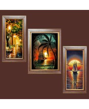 3-Pack Sunrise Over Silent Waters Photo Frames - 2 Pieces 6x13 Inch & 1 Piece 10x13 Inch - Rustic Wall Art for Home & Office Decor - Botanical Wall Hanging for Living Room, Bedroom, or 