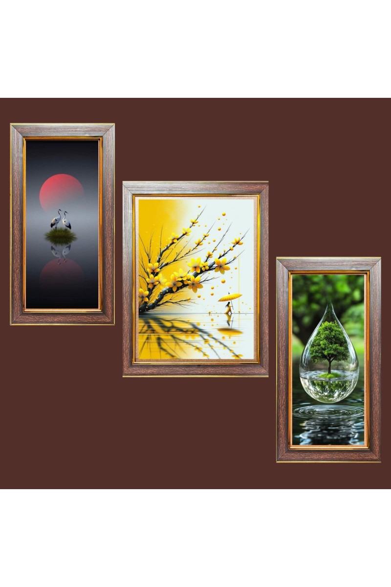 3-Pack Sails in the Wind's Embrace Photo Frames - 2 Pieces 6x13 Inch & 1 Piece 10x13 Inch - Rustic Wall Art for Home & Office Decor - Botanical Wall Hanging for Livin