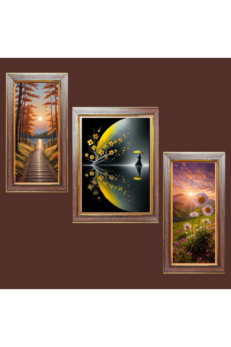 3-Pack Blossoms and Breeze Photo Frames - 2 Pieces 6x13 Inch & 1 Piece 10x13 Inch - Rustic Wall Art for Home & Office Decor - Botanical Wall Hanging for Living Room, Bedroom, or Workspa