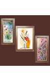 3-Pack floral flower paintings Photo Frames - 2 Pieces 6x13 Inch & 1 Piece 10x13 Inch - Rustic Wall Art for Home & Office Decor - Botanical Wall Hanging for Living Room, Bedroom, or Wor