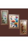 3-Pack Beautiful flower paintings Photo Frames - 2 Pieces 6x13 Inch & 1 Piece 10x13 Inch - Rustic Wall Art for Home & Office Decor - Botanical Wall Hanging for Living Room, Bedroom, or 