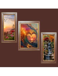 3-Pack Colorful Echoes of Nature Photo Frames - 2 Pieces 6x13 Inch & 1 Piece 10x13 Inch - Rustic Wall Art for Home & Office Decor - Botanical Wall Hanging for Living Room, Bedroom, or W