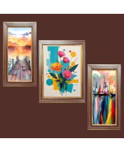 3-Pack Stunning flower painting Photo Frames - 2 Pieces 6x13 Inch & 1 Piece 10x13 Inch - Rustic Wall Art for Home & Office Decor - Botanical Wall Hanging for Living Room, Bedroom, or Wo