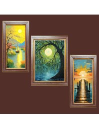3-Pack Dawn's Gentle Glow Photo Frames - 2 Pieces 6x13 Inch & 1 Piece 10x13 Inch - Rustic Wall Art for Home & Office Decor - Botanical Wall Hanging for Living Room, B