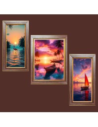3-Pack Sails in the Wind's Embrace Photo Frames - 2 Pieces 6x13 Inch & 1 Piece 10x13 Inch - Rustic Wall Art for Home & Office Decor - Botanical Wall Hanging for Livin