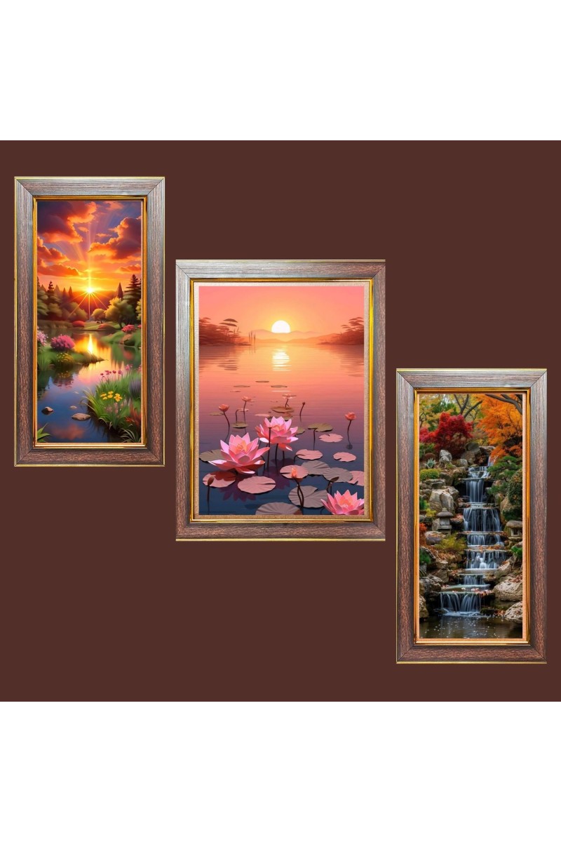 3-Pack Echoes of Beauty Photo Frames - 2 Pieces 6x13 Inch & 1 Piece 10x13 Inch - Rustic Wall Art for Home & Office Decor - Botanical Wall Hanging for Living Room, Bedroom, or Workspace