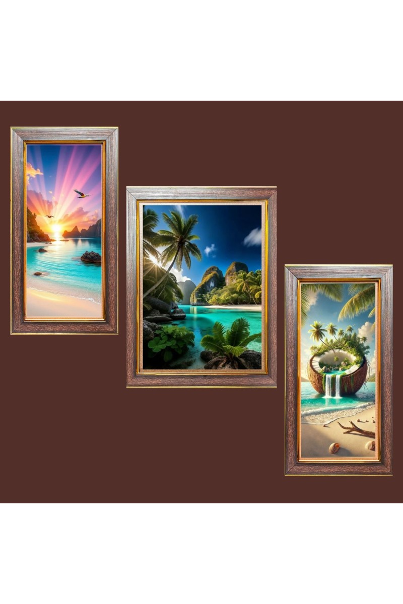 3-Pack The Magic of Sunsets Photo Frames - 2 Pieces 6x13 Inch & 1 Piece 10x13 Inch - Rustic Wall Art for Home & Office Decor - Botanical Wall Hanging for Living Room, Bedroom, or Worksp