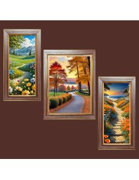 3-Pack Nature's Healing Power Photo Frames - 2 Pieces 6x13 Inch & 1 Piece 10x13 Inch - Rustic Wall Art for Home & Office Decor - Botanical Wall Hanging for Living Roo