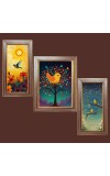 3-Pack Cute birds painting Photo Frames - 2 Pieces 6x13 Inch & 1 Piece 10x13 Inch - Rustic Wall Art for Home & Office Decor - Botanical Wall Hanging for Living Room, Bedroom, or Workspa