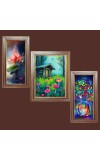3-Pack Cute flower painting Photo Frames - 2 Pieces 6x13 Inch & 1 Piece 10x13 Inch - Rustic Wall Art for Home & Office Decor - Botanical Wall Hanging for Living Room, Bedroom, or Worksp