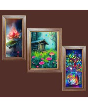 3-Pack Cute flower painting Photo Frames - 2 Pieces 6x13 Inch & 1 Piece 10x13 Inch - Rustic Wall Art for Home & Office Decor - Botanical Wall Hanging for Living Room, Bedroom, or Worksp