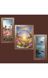 3-Pack Elegant Rainbow view  Photo Frames - 2 Pieces 6x13 Inch & 1 Piece 10x13 Inch - Rustic Wall Art for Home & Office Decor - Botanical Wall Hanging for Living Room, Bedroom, or Works