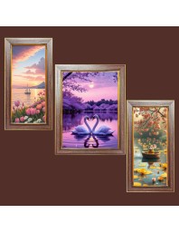 3-Pack Majestic Skies Photo Frames - 2 Pieces 6x13 Inch & 1 Piece 10x13 Inch - Rustic Wall Art for Home & Office Decor - Botanical Wall Hanging for Living Room, Bedroom, or Workspace