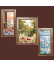 3-Pack Blooming Beyond Photo Frames - 2 Pieces 6x13 Inch & 1 Piece 10x13 Inch - Rustic Wall Art for Home & Office Decor - Botanical Wall Hanging for Living Room, Bedroom, or Workspace
